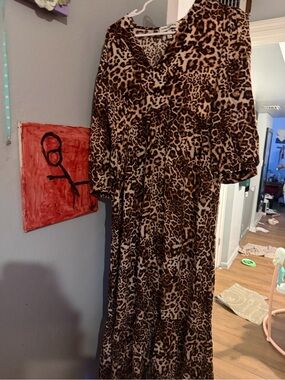 Harlow & Rose Leopard Print Maxi Dress - Brown & Black